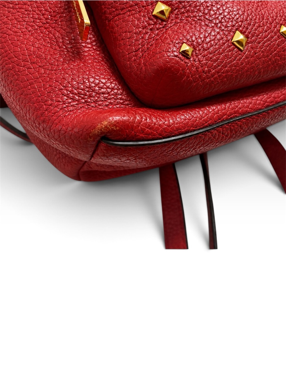 Michael Kors Red Studded Leather Backpack - Picture 10 of 10
